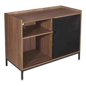 Scranton & Co Sc-4861-2856067 And Record Player Stand With Album Storage In Walnut Wood Finish