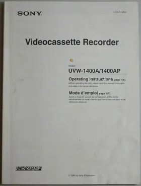 Uvw-1400 Sony Videocassette Player Manual Instructions - English/french Uvw-1400 Sony Videocassette Player Manual Instructions - English/french