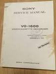 Sony Service Manual For The VO-1600 Vcr Video Cassette Recorder Player Very. Price: $16.98.