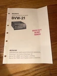 Sony Videocassette Player BVW-21 Operation And Maintenance Manual Partial Like. Price: $15.00.